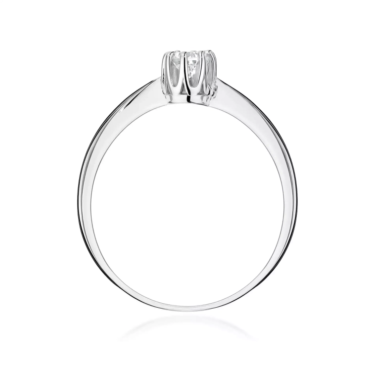 Pierścionek z białego złota, diament laboratoryjny 0,15ct