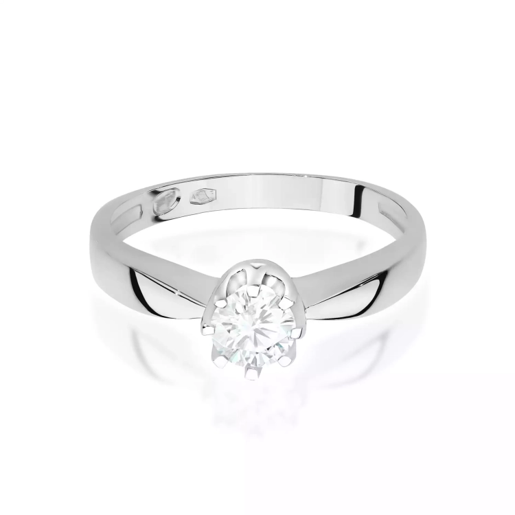 Pierścionek z białego złota, diament laboratoryjny 0,30ct