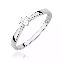 Pierścionek z białego złota, diament laboratoryjny 0,10ct