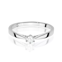 Pierścionek z białego złota, diament laboratoryjny 0,10ct