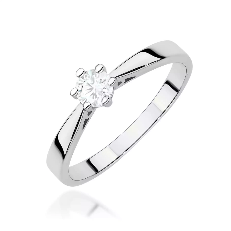 Pierścionek z białego złota, diament laboratoryjny 0,30ct