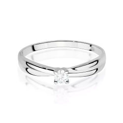 Pierścionek z białego złota, diament laboratoryjny 0,10ct