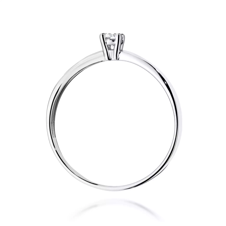 Pierścionek z białego złota, diament laboratoryjny 0,10ct