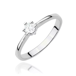 Pierścionek z białego złota, diament laboratoryjny 0,15ct