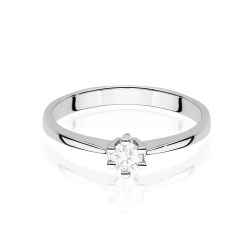 Pierścionek z białego złota, diament laboratoryjny 0,15ct