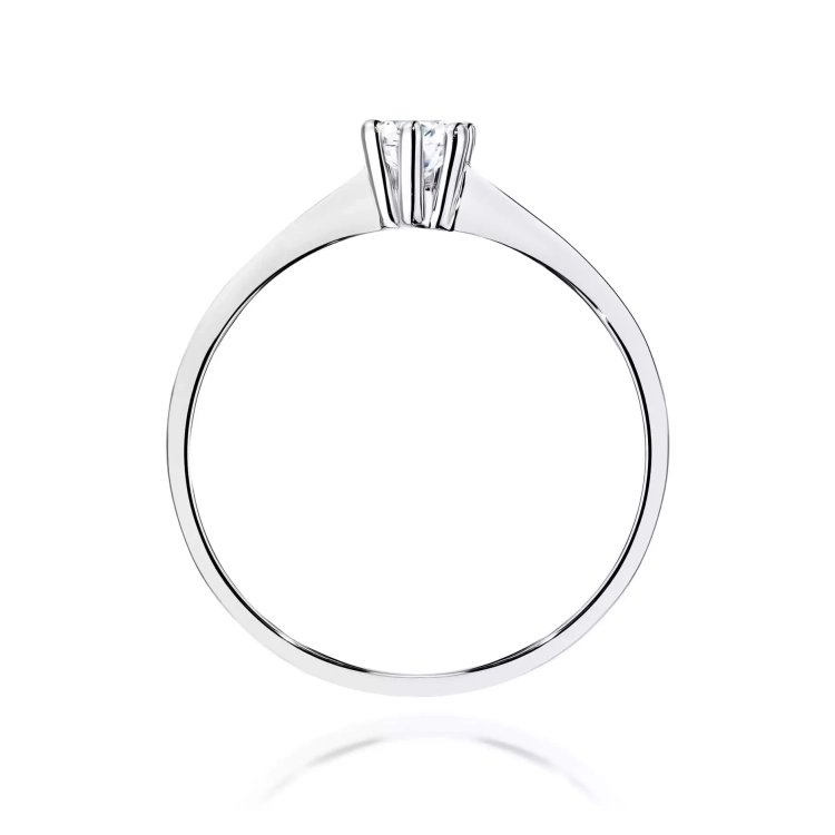 Pierścionek z białego złota, diament laboratoryjny 0,15ct