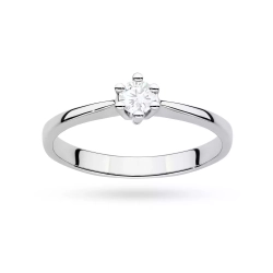 Pierścionek z białego złota, diament laboratoryjny 0,15ct