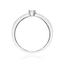 Pierścionek z białego złota, diament laboratoryjny centralny 0,08ct