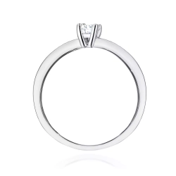 Pierścionek z białego złota, diament laboratoryjny centralny 0,20ct