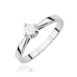 Pierścionek z białego złota, diament laboratoryjny 0,20ct