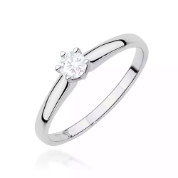 Pierścionek z białego złota, diament laboratoryjny 0,20ct