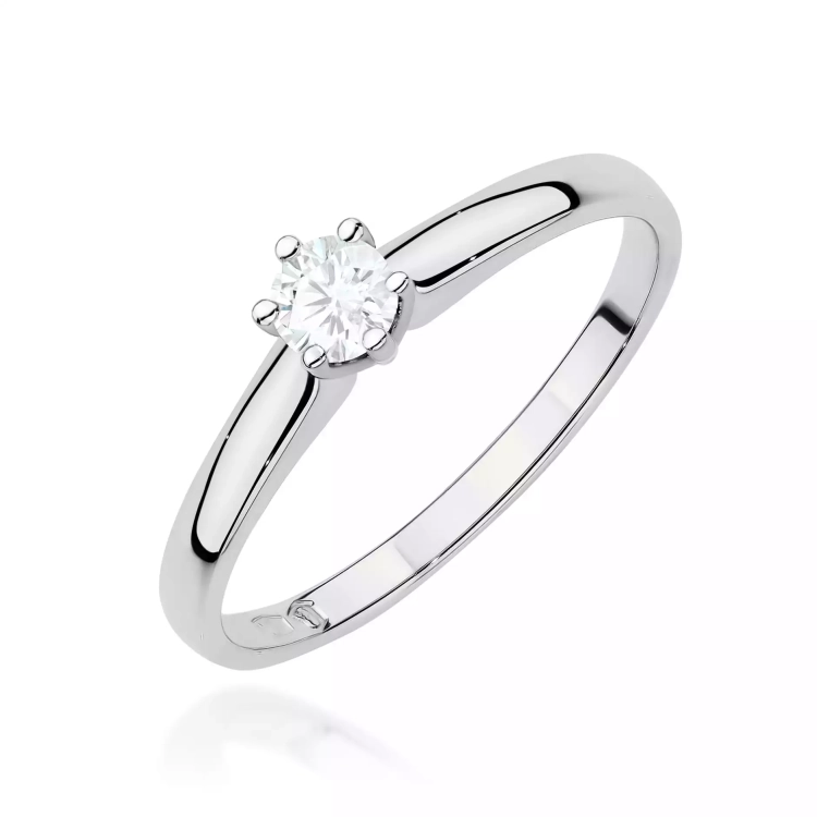 Pierścionek z białego złota, diament laboratoryjny 0,20ct