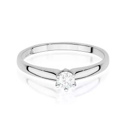 Pierścionek z białego złota, diament laboratoryjny 0,20ct