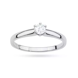 Pierścionek z białego złota, diament laboratoryjny 0,20ct