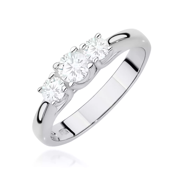 Pierścionek z białego złota, diamenty laboratoryjne 0,49ct