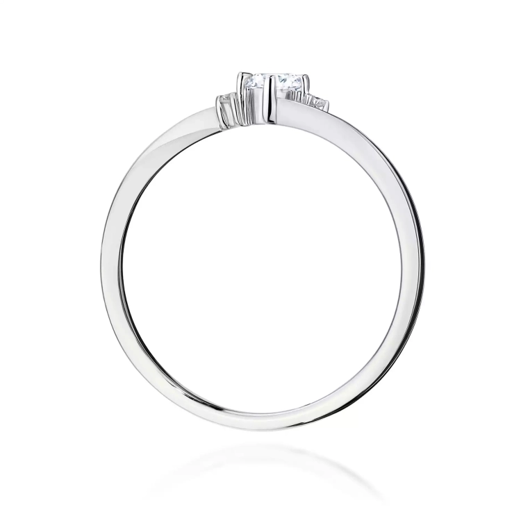 Pierścionek z białego złota, diament laboratoryjny centralny 0,10ct
