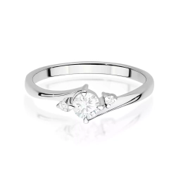 Pierścionek z białego złota, diament laboratoryjny centralny 0,25ct