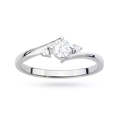 Pierścionek z białego złota, diament laboratoryjny centralny 0,25ct
