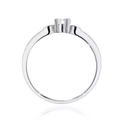 Pierścionek z białego złota, diament laboratoryjny 0,10ct