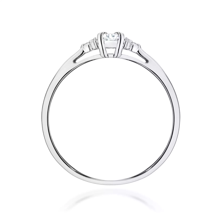 Pierścionek z białego złota, diament laboratoryjny 0,10ct