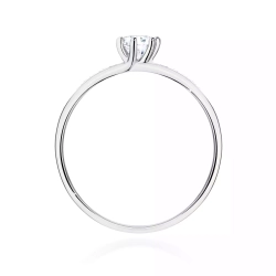 Pierścionek z białego złota, diament laboratoryjny centralny 0,25ct