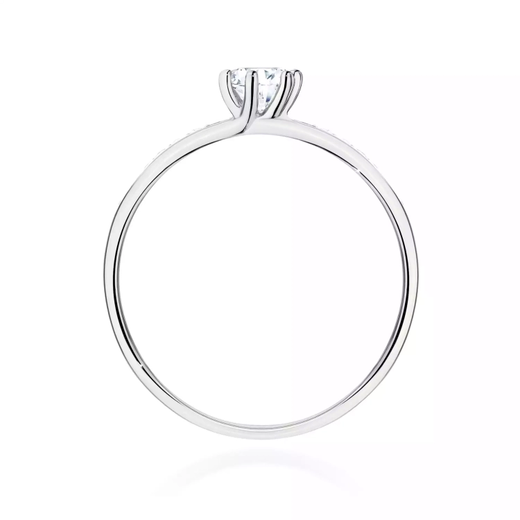 Pierścionek z białego złota, diament laboratoryjny centralny 0,25ct