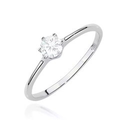 Pierścionek z białego złota, diament laboratoryjny 0,25ct