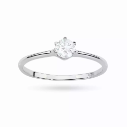 Pierścionek z białego złota, diament laboratoryjny 0,25ct