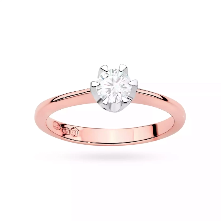 Pierścionek z różowego złota, diament laboratoryjny 0,50ct
