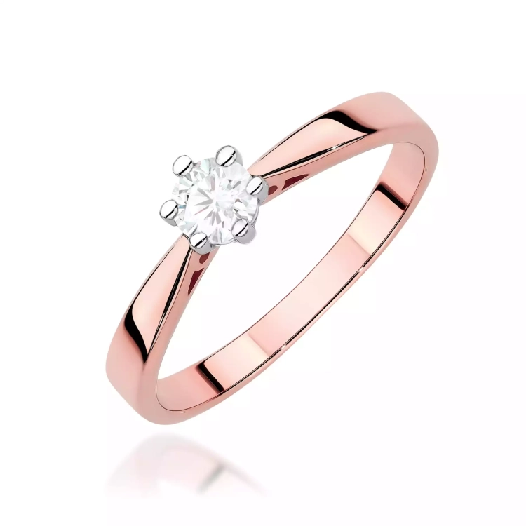Pierścionek z różowego złota, diament laboratoryjny 0,30ct