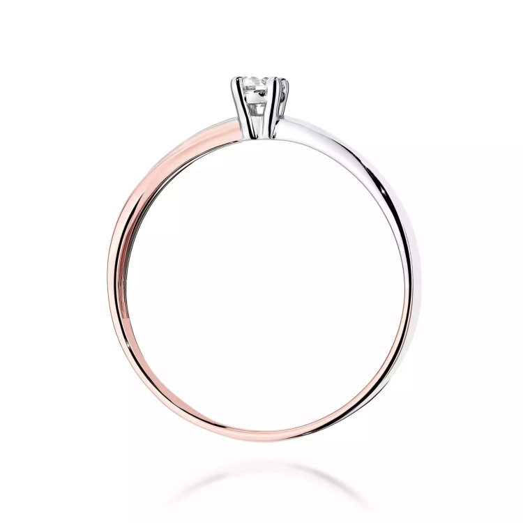 Pierścionek z różowego złota, diament laboratoryjny 0,10ct