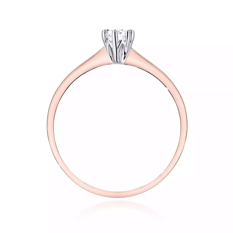 Pierścionek z różowego złota, diament laboratoryjny 0,20ct