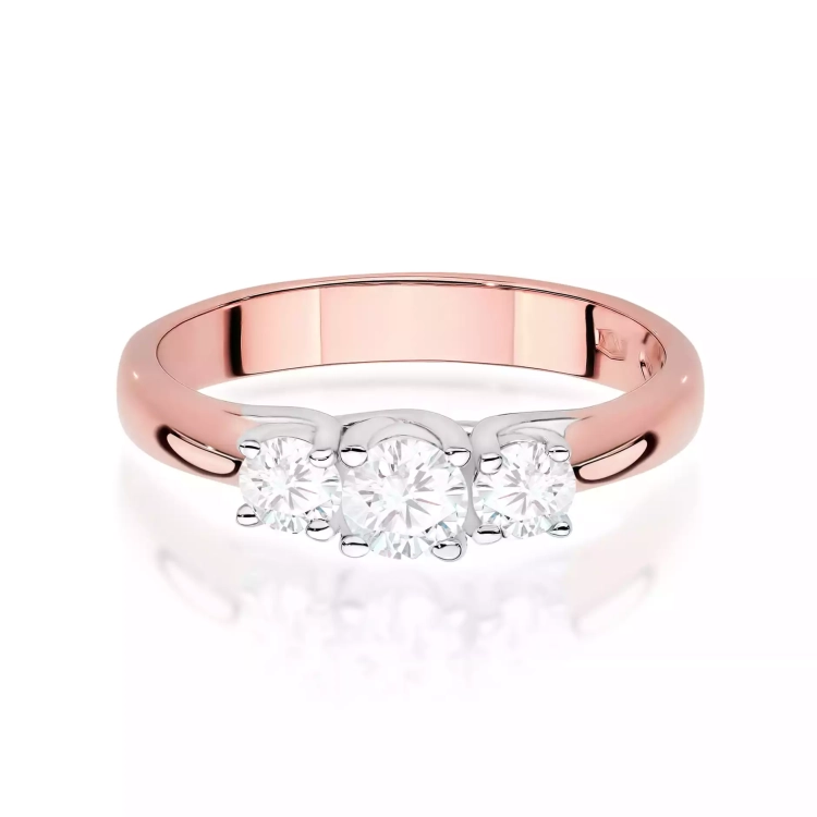 Pierścionek z różowego złota, diamenty laboratoryjne 0,49ct