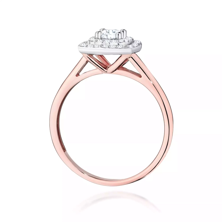 Pierścionek z różowego złota, diament laboratoryjny centralny 0,30ct