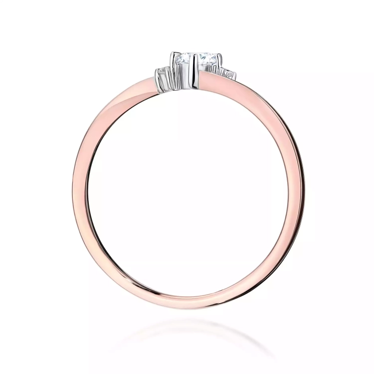 Pierścionek z różowego złota, diament laboratoryjny centralny 0,10ct