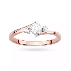 Pierścionek z różowego złota, diament laboratoryjny centralny 0,25ct