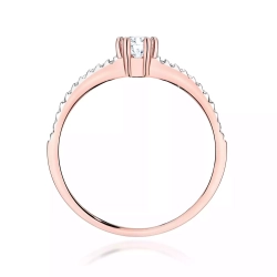 Pierścionek z różowego złota, diament laboratoryjny centralny 0,30ct