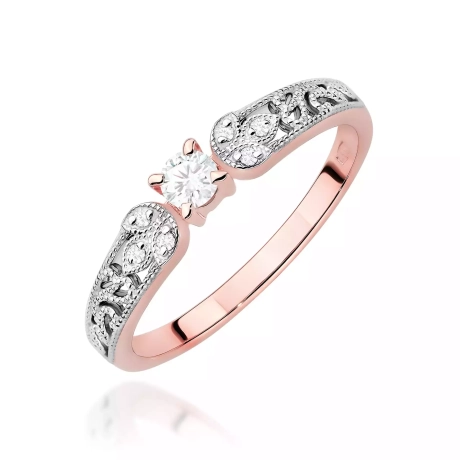 Przejdź do produktu Pierścionek BW0411 Diament Laboratoryjny 0,10ct różowe złoto