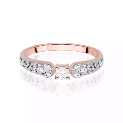 Pierścionek z różowego złota, diament laboratoryjny 0,10ct