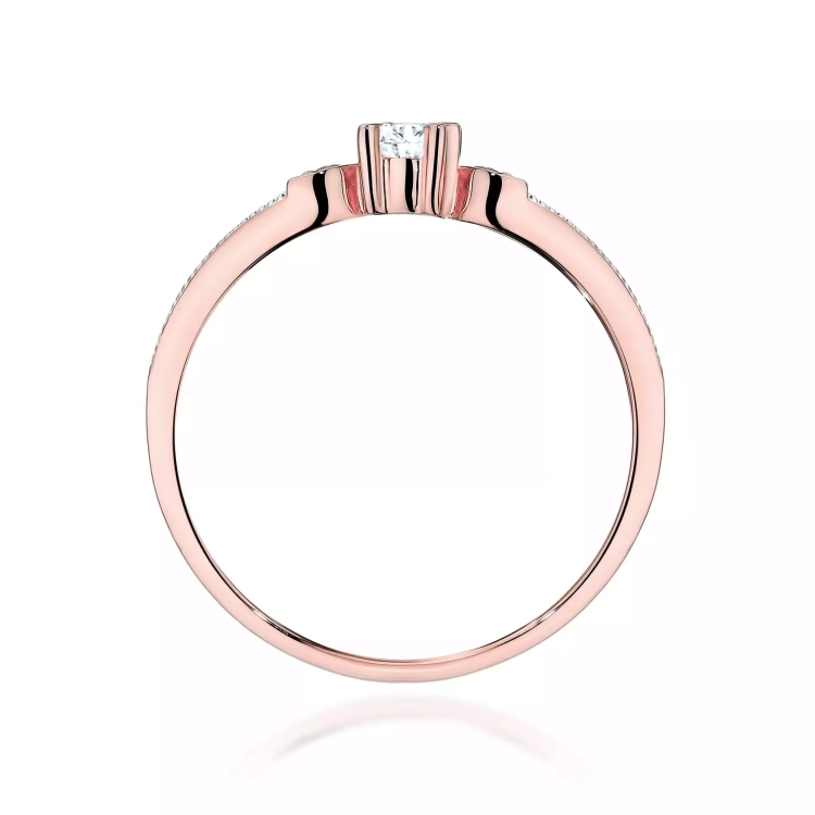 Pierścionek z różowego złota, diament laboratoryjny 0,10ct
