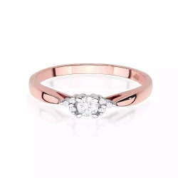 Pierścionek z różowego złota, diament laboratoryjny 0,10ct