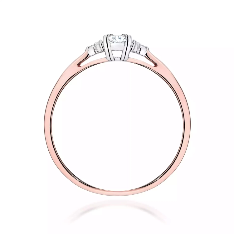 Pierścionek z różowego złota, diament laboratoryjny 0,10ct