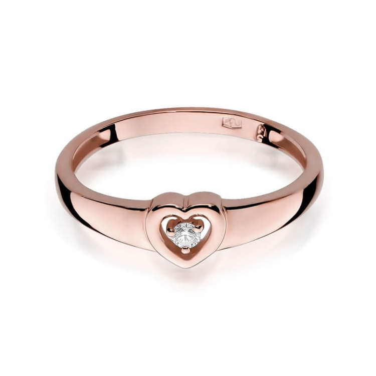Pierścionek zaręczynowy z różowego złota z diamentem 0,04ct Fire Of Love