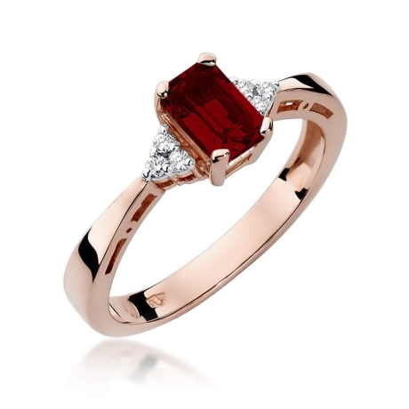 Przejdź do produktu Pierścionek zaręczynowy z różowego złota z granatem i diamentami 0,03ct Fire Of Love 