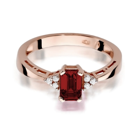 Przejdź do produktu Pierścionek zaręczynowy z różowego złota z granatem i diamentami 0,03ct Fire Of Love 
