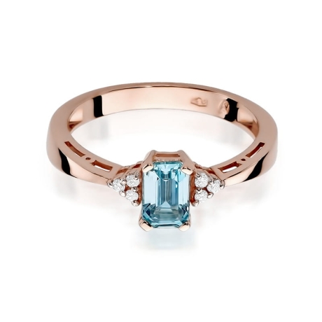 Przejdź do produktu Pierścionek zaręczynowy z różowego złota z topazem i diamentami 0,03ct Fire Of Love 