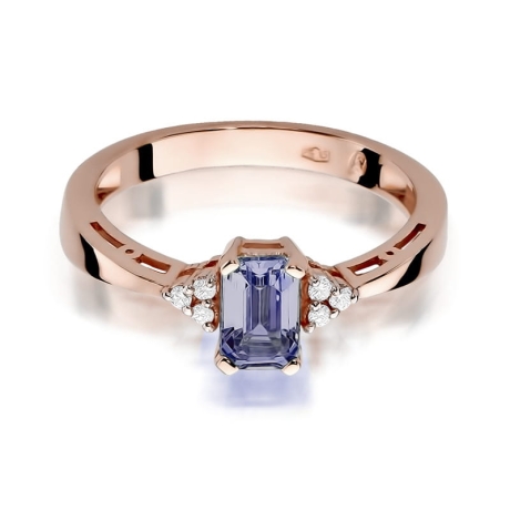 Przejdź do produktu Pierścionek zaręczynowy z różowego złota z ametystem i diamentami 0,03ct Fire Of Love