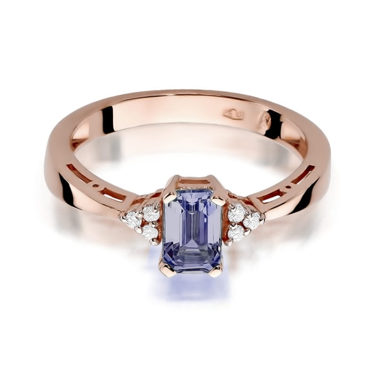 Pierścionek zaręczynowy z różowego złota z ametystem i diamentami 0,03ct Fire Of Love