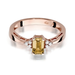 Pierścionek zaręczynowy z różowego złota z cytrynem i diamentami 0,03ct Fire Of Love
