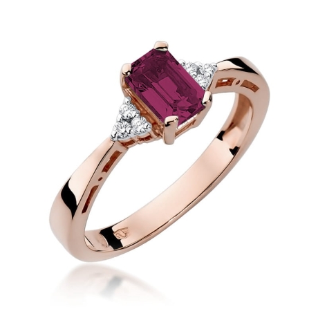 Przejdź do produktu Pierścionek zaręczynowy z różowego złota z rubinem i diamentami 0,03ct Fire Of Love
